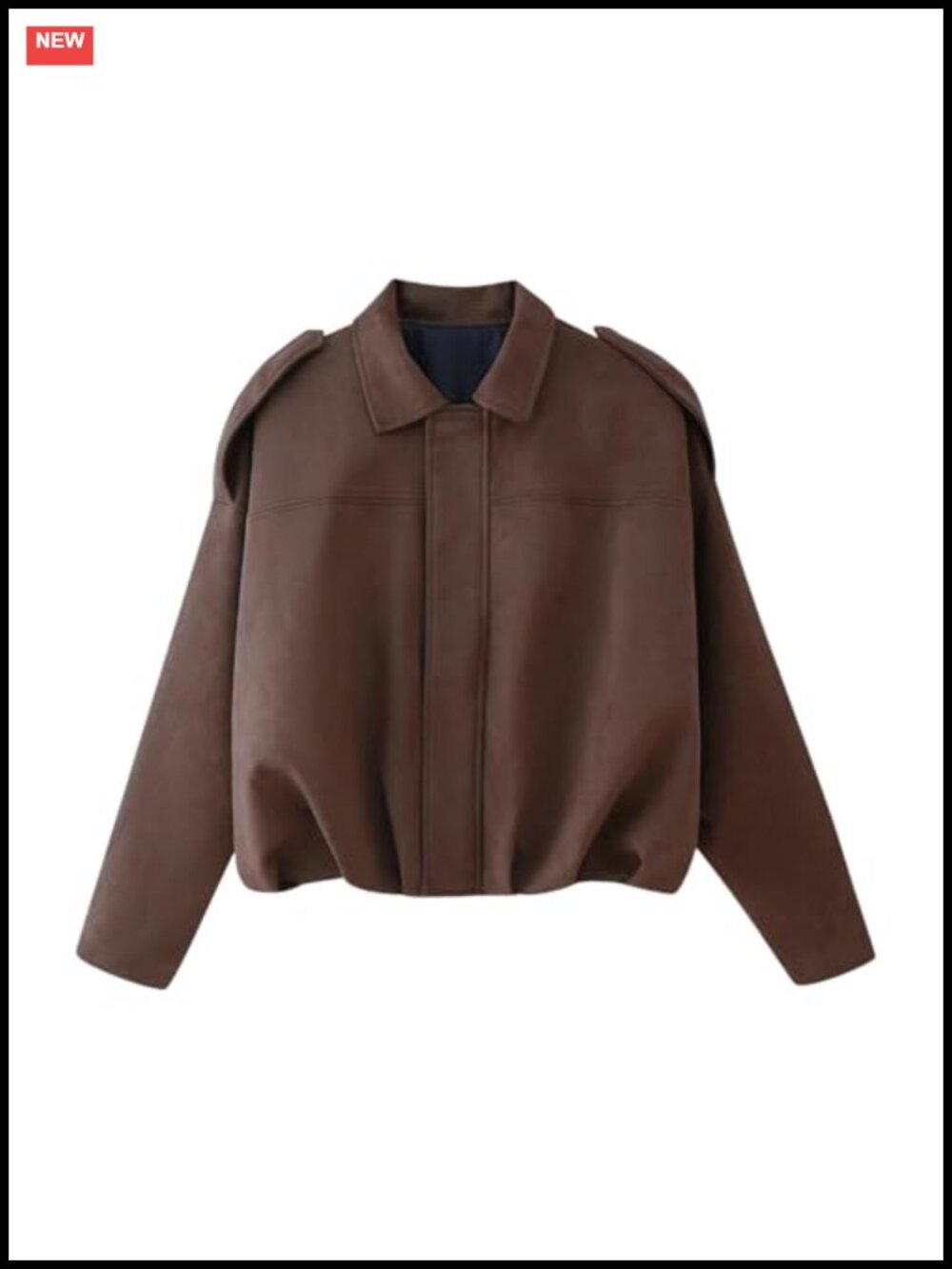 Faux Suede Cropped Bomber Jacket Batwing Sleeve Zip Up Oversized